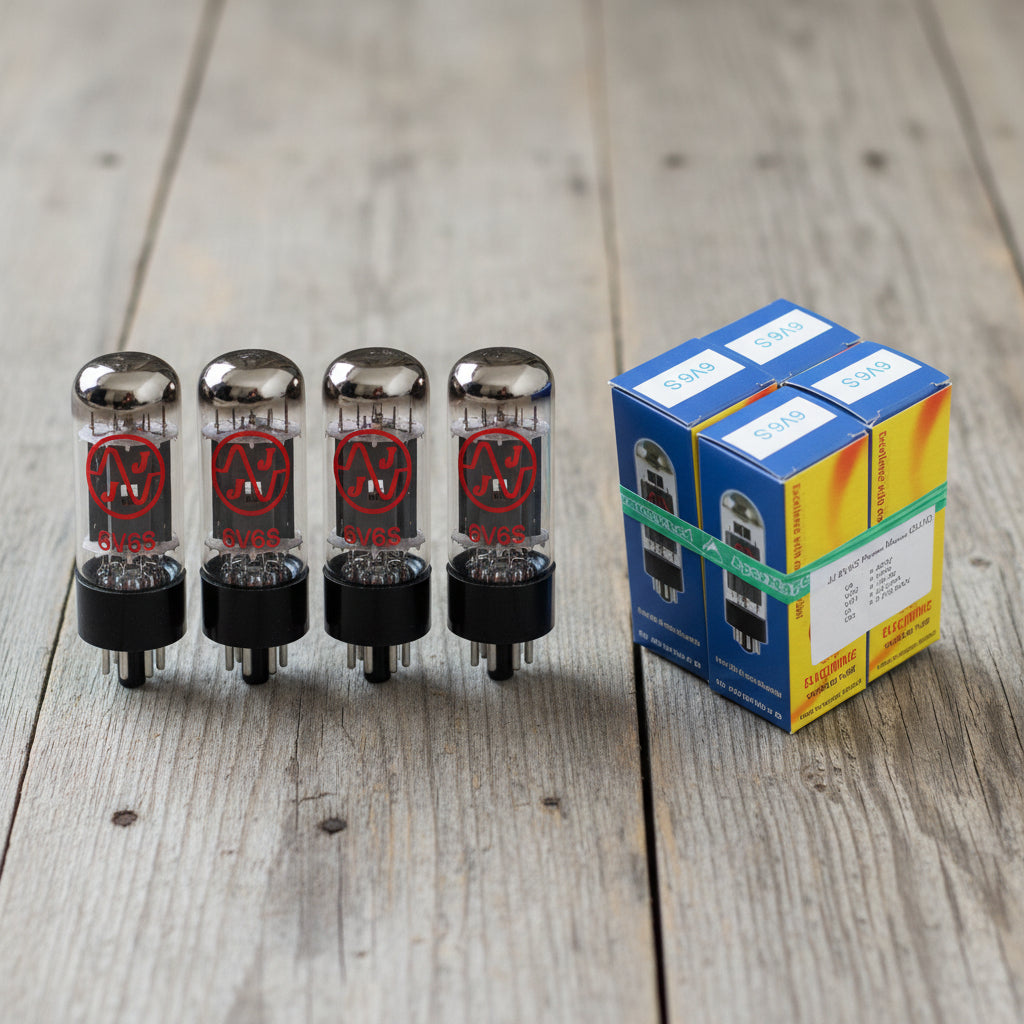 Matches set of four 6V6 tubes with box