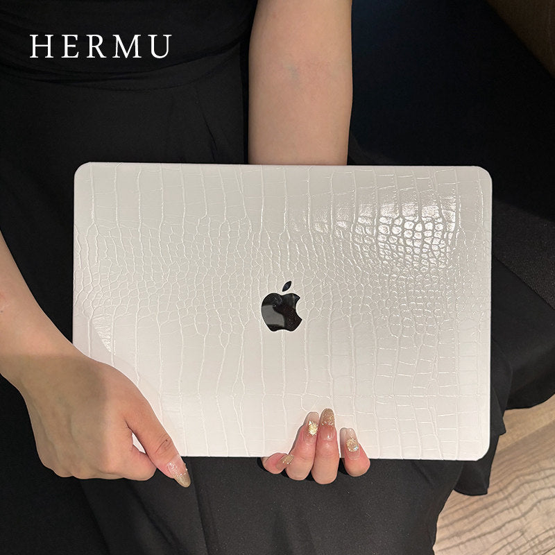 Leather MacBook Protective Case with Crocodile Pattern