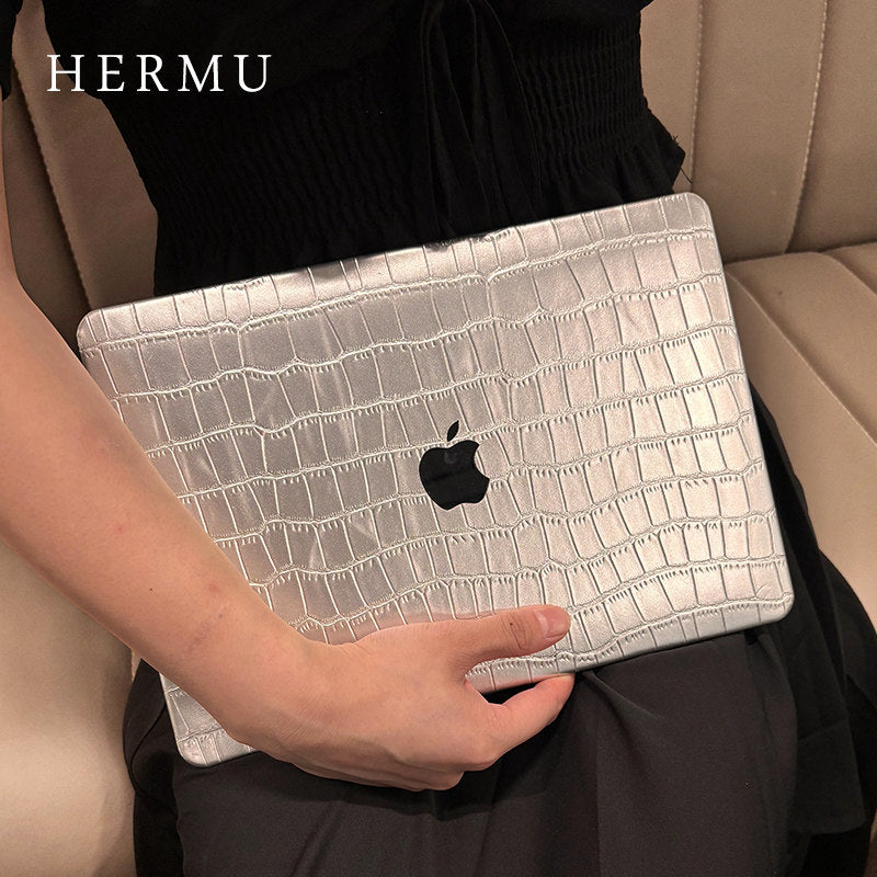 Leather MacBook Protective Case with Crocodile Pattern