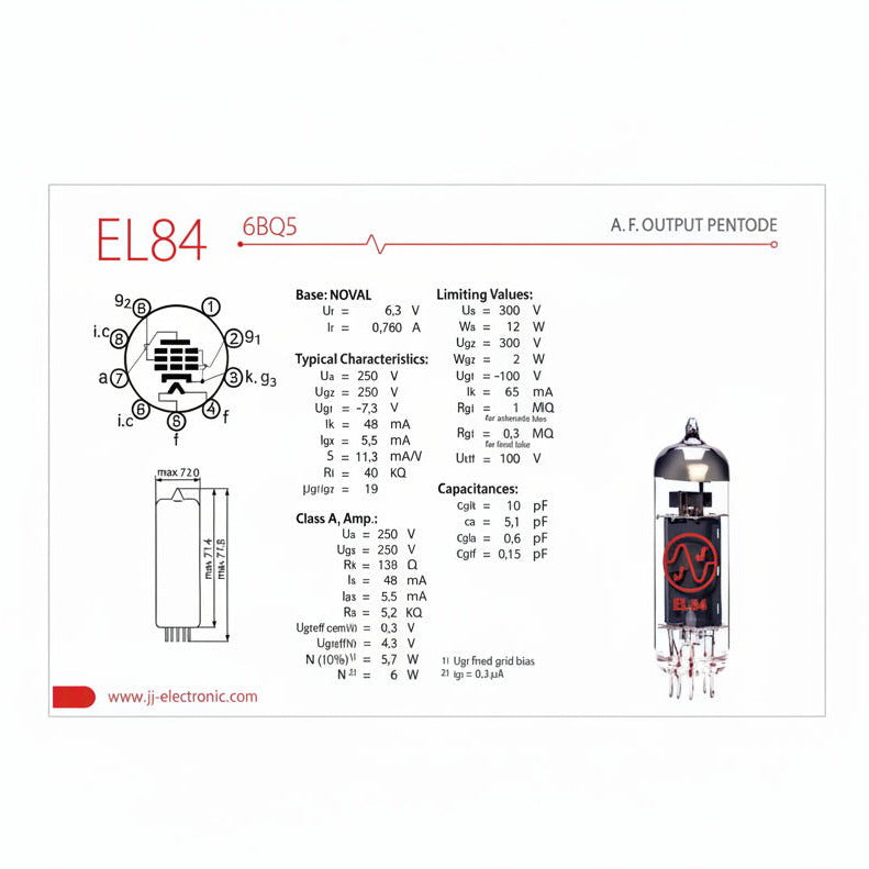 JJ  EL84 Tubes Premium Matched Pair
