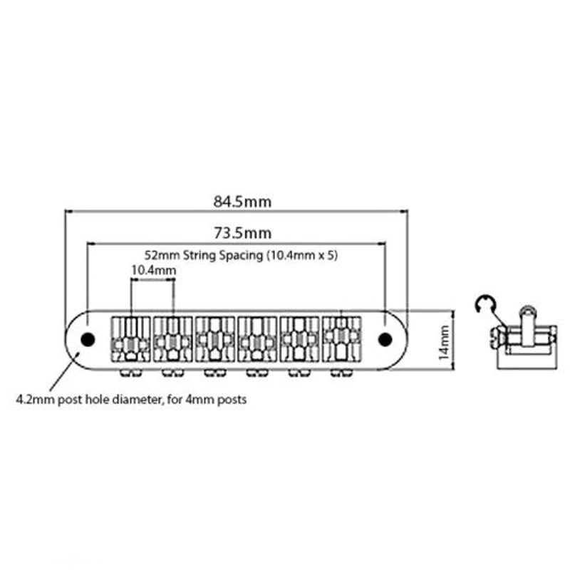 KAISH Guitar Roller Saddle Bridge Tune-O-Matic Bridge For Gibson Les Paul,SG,ES Dot,Gretsch Bigsby Guitar with M4 Threaded Posts