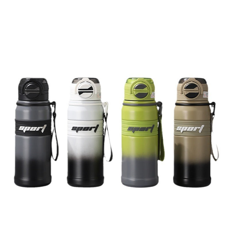 Thermos Cup Portable Large Capacity Straw Double Drinking Bottle Outdoor Sports Fitness Bottle